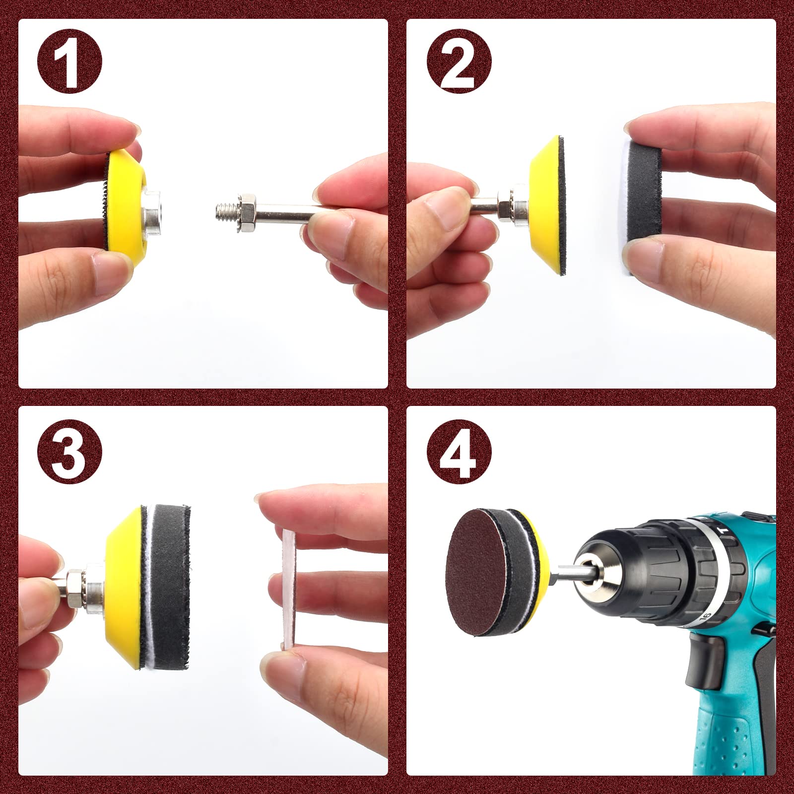 2 Inch Red Sandpaper Set 247 P - Polish Pad Set Buffer ulasan dan harga